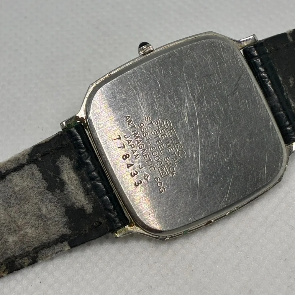 Seiko Dolce 9531-5000 Men Watch Textured Dial Two Tone Tank- RUNNING!